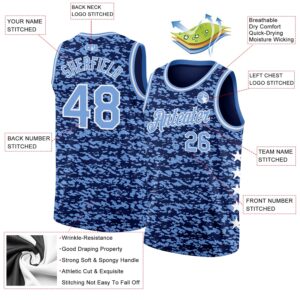 Custom Navy Light Blue-White Authentic City Edition Basketball Jersey