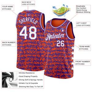 Custom Orange White-Purple Authentic City Edition Basketball Jersey