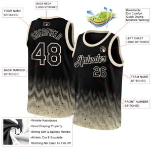 Custom Black Cream Fade Fashion Authentic City Edition Basketball Jersey