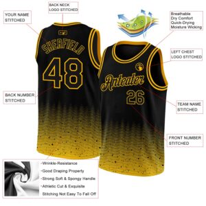 Custom Black Gold Fade Fashion Authentic City Edition Basketball Jersey