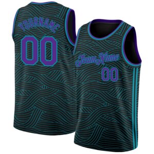 Custom Black Purple-Teal Authentic City Edition Basketball Jersey