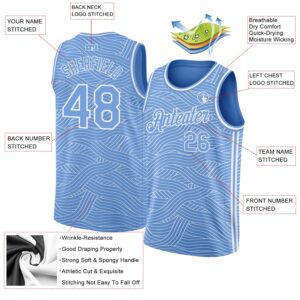 Custom Light Blue White Authentic City Edition Basketball Jersey