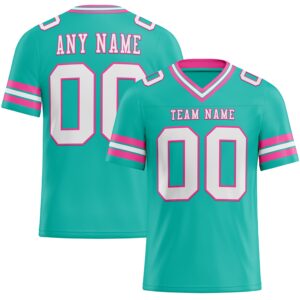 Custom Aqua White-Pink Mesh Authentic Football Jersey