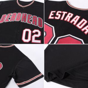 Custom Black Crimson-City Cream Baseball Jersey