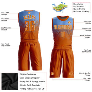 Custom Light Blue Texas Orange-Cream Round Neck Sublimation Basketball Suit Jersey