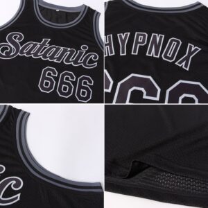 Custom Black Black-Gray Authentic Throwback Basketball Jersey