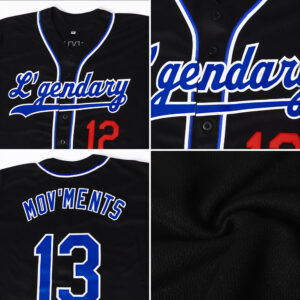 Custom Black Black-Light Blue Authentic Baseball Jersey