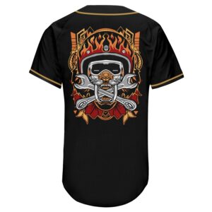 Custom Black Black-Old Gold Authentic Skull Fashion Baseball Jersey