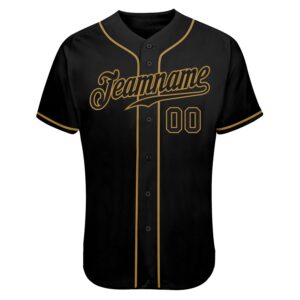 Custom Black Black-Old Gold Authentic Skull Fashion Baseball Jersey