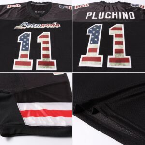 Custom Black Vintage USA Flag-Cream Mesh Authentic Football Jersey