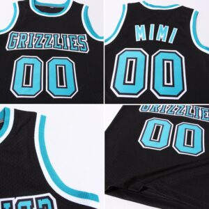 Custom Black Teal-White Authentic Throwback Basketball Jersey