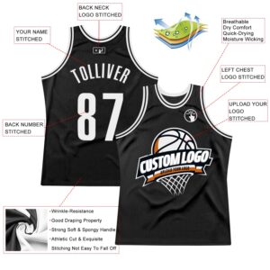 Custom Black White Authentic Throwback Basketball Jersey