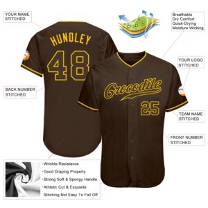 Custom Brown Brown-Gold Authentic Baseball Jersey