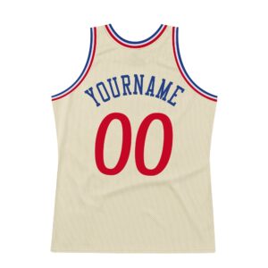 Custom Cream Red-Royal Authentic Throwback Basketball Jersey