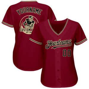 Custom Crimson Black-City Cream Authentic Baseball Jersey