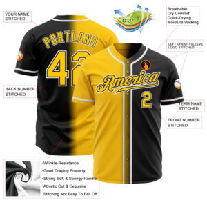 Custom Black Yellow-White Authentic Gradient Fashion Baseball Jersey