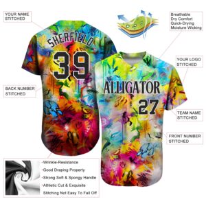 Custom Scratch Graffiti Pattern Black-White 3D Authentic Baseball Jersey