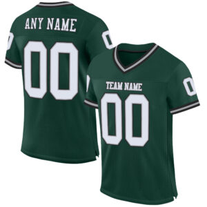 Custom Green White-Gray Mesh Authentic Throwback Football Jersey