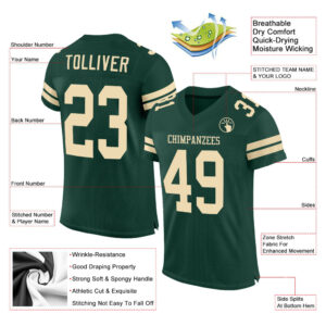 Custom Green Cream Mesh Authentic Football Jersey