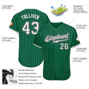 Custom Kelly Green White Pinstripe White-Gray Authentic Baseball Jersey