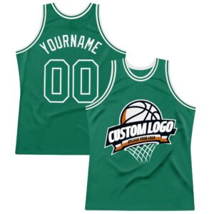 Custom Kelly Green White Authentic Throwback Basketball Jersey