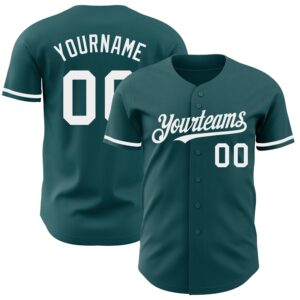 Custom Midnight Green White Authentic Baseball Jersey