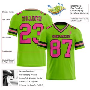 Custom Neon Green Pink-Black Mesh Authentic Football Jersey