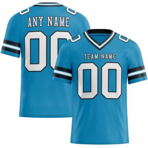 Custom Panther Blue White-Black Mesh Authentic Football Jersey