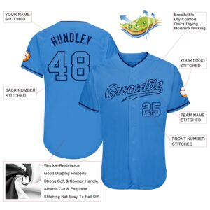 Custom Powder Blue Powder Blue-Navy Authentic Baseball Jersey