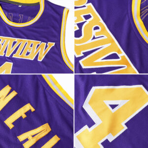 Custom Purple Gold-White Authentic Throwback Basketball Jersey