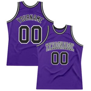 Custom Purple Black-White Authentic Throwback Basketball Jersey