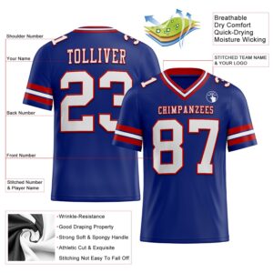 Custom Royal White-Red Mesh Authentic Football Jersey