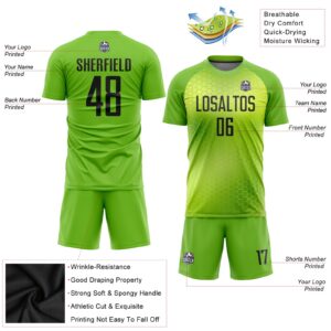 Custom Neon Green Black Sublimation Soccer Uniform Jersey