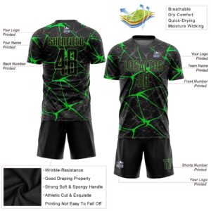 Custom Black Neon Green Sublimation Soccer Uniform Jersey