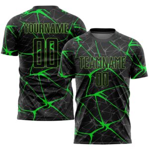 Custom Black Neon Green Sublimation Soccer Uniform Jersey