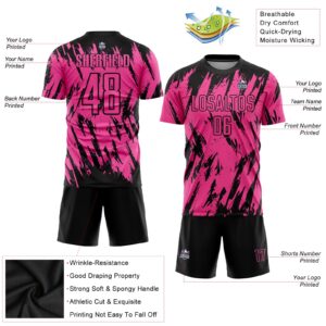 Custom Pink Black Sublimation Soccer Uniform Jersey