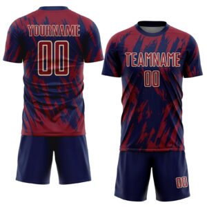 Custom Crimson Navy-City Cream Sublimation Soccer Uniform Jersey