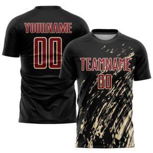 Custom Black Crimson-City Cream Sublimation Soccer Uniform Jersey