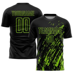 Custom Black Neon Green Sublimation Soccer Uniform Jersey