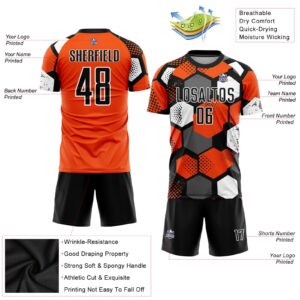 Custom Orange Black-White Sublimation Soccer Uniform Jersey