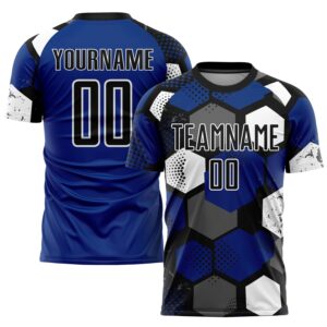 Custom Royal Black-White Sublimation Soccer Uniform Jersey