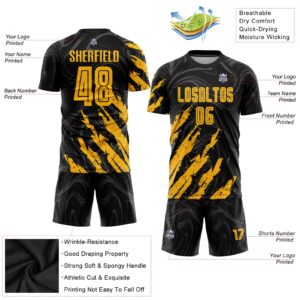 Custom Black Gold Sublimation Soccer Uniform Jersey