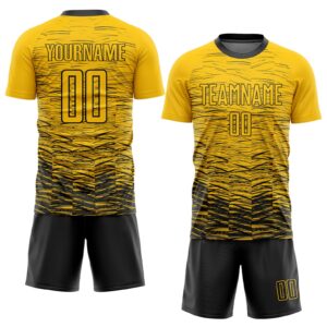 Custom Yellow Black Sublimation Soccer Uniform Jersey