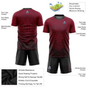 Custom Crimosn Black Sublimation Soccer Uniform Jersey