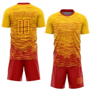 Custom Yellow Red Sublimation Soccer Uniform Jersey