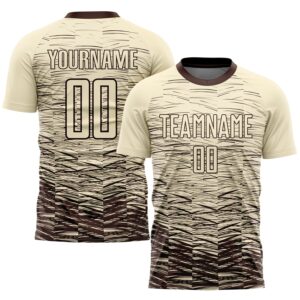 Custom Cream Brown Sublimation Soccer Uniform Jersey