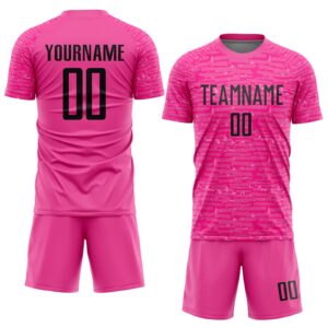 Custom Pink Black Sublimation Soccer Uniform Jersey