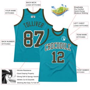 Custom Teal Olive-White Authentic Throwback Basketball Jersey