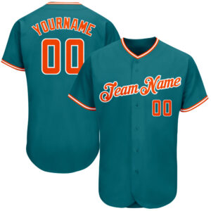 Custom Teal Orange-White Authentic Baseball Jersey