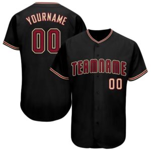 Custom Black Crimson-City Cream Baseball Jersey